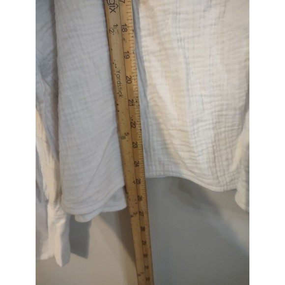 P.Cill Top Gauzy hooded Oversized shirt Size: Large Long Sleeve White Lightweigh - Picture 4 of 7